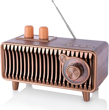 CYBORIS Retro Bluetooth Speaker With FM Radio,Walnut Wood Vintage Portable Speakers,wireless speakers with bluetooth 20W,Support USB-C Disk/TF Card/Aux Player,Retro soundcore for Home Gift/Decor