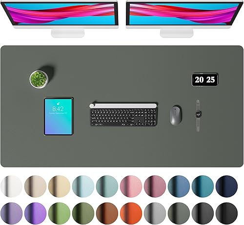 Miniatura 101 de Aothia - Protector de escritorio de cuero sintético, base para mouse, superficie antideslizante e impermeable para escribir y para laptop, para