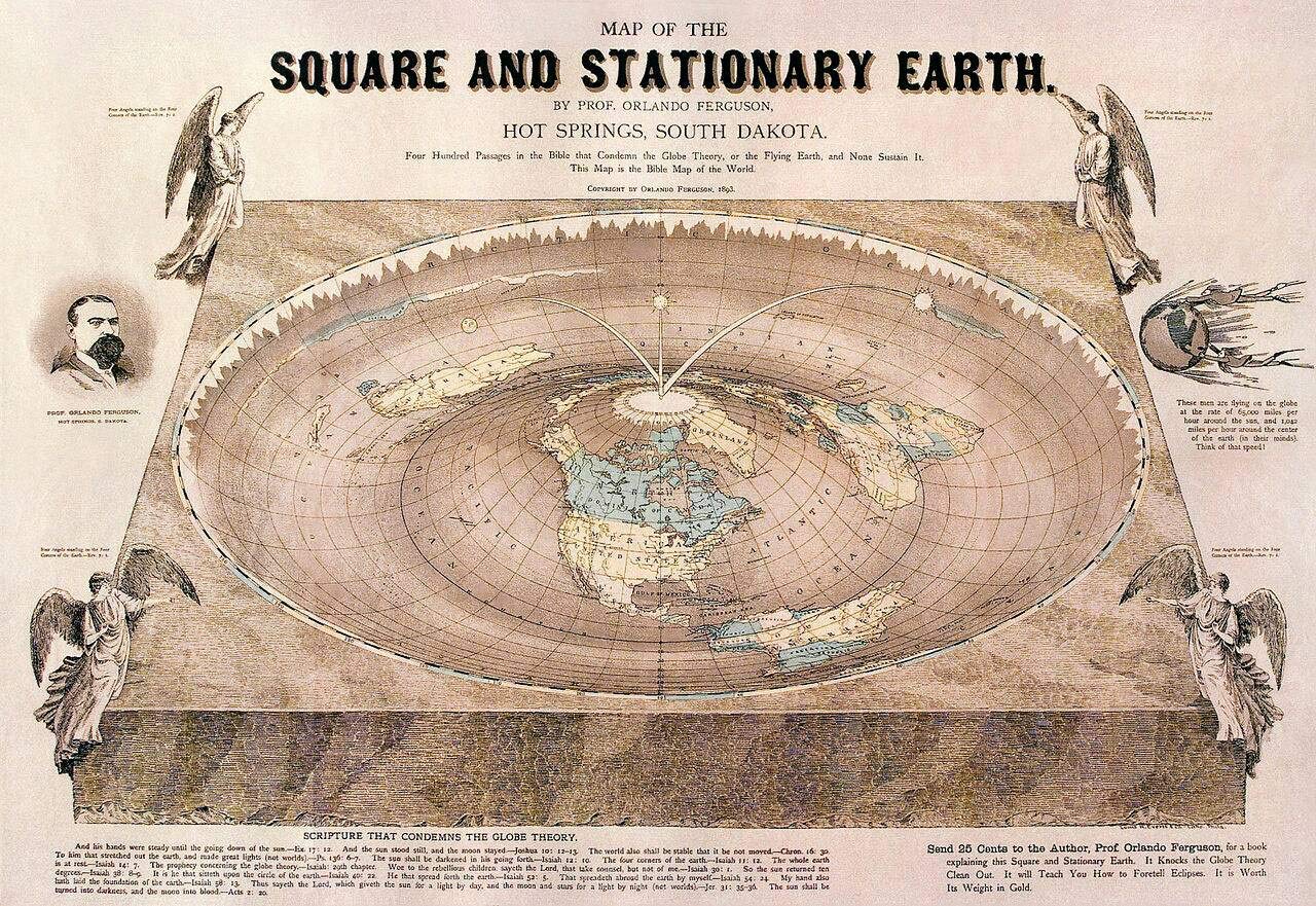 Flatearthposters.com White Flat Earth Map - Map Of The Square And Stationary Earth -Orlando Ferguson- A1,A2 Or A3 (A1 23.4 X 33.1")