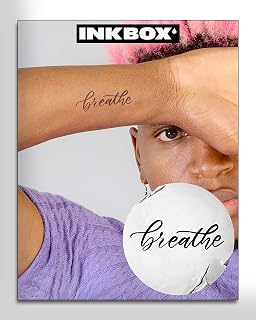 Inkbox Temporary Tattoos, Semi-Permanent Tattoo, One Premium Easy Long Lasting, Water-Resistant Temp Tattoo with For Now Ink - Lasts 1-2 Weeks, Breathe Tattoo, 3 x 3 in, Inhale