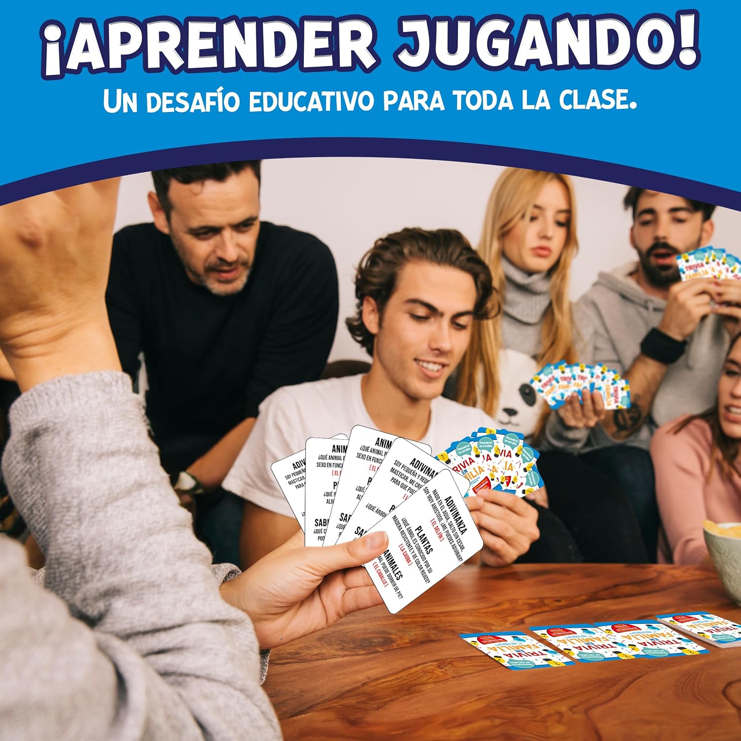 Trivia en Familia – Board Game en Español for Family, Friends, Adults & Teens | Juego de Cartas | Fun and Educational Trivia for Party, Game Night, Travel, Office, Classroom, Birthday