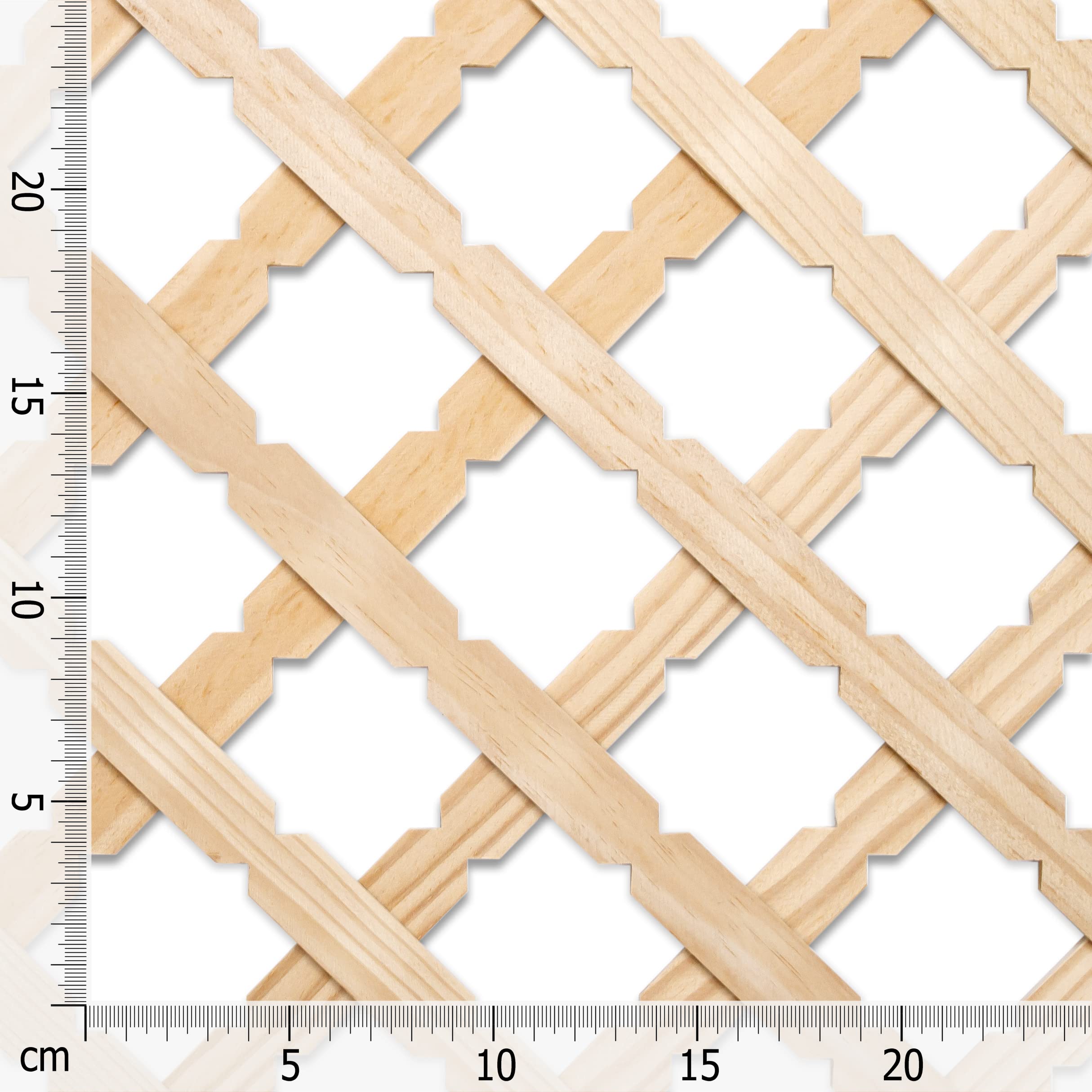 Celosía Madera de Pino, para Decoración De Terrazas, Jardines y Exteriores, 220 x 61 cm, Estrellas (Pack de 5 unidades)