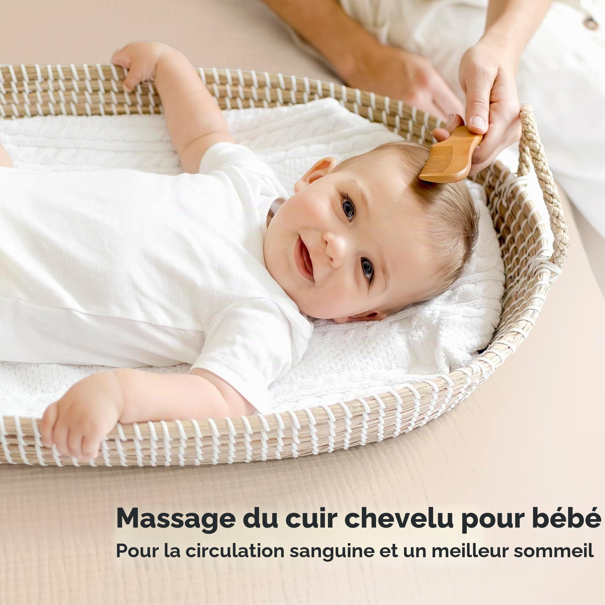 Brosse à Cheveux Bébé Pour Nouveau-né - Brosse à cheveux en bois naturel avec poils de chèvre doux pour berceau - Kit de toilettage parfait du cuir chevelu pour nourrissons, tout-petits et enfants