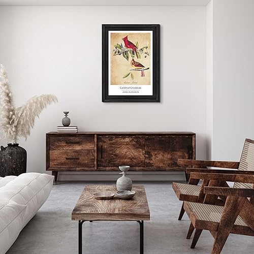 Vista 140 de Towee Bunting by James Audubon - Marco biselado negro de 12 x 16 pulgadas, decoración artística enmarcada para pared, reproducción de pinturas