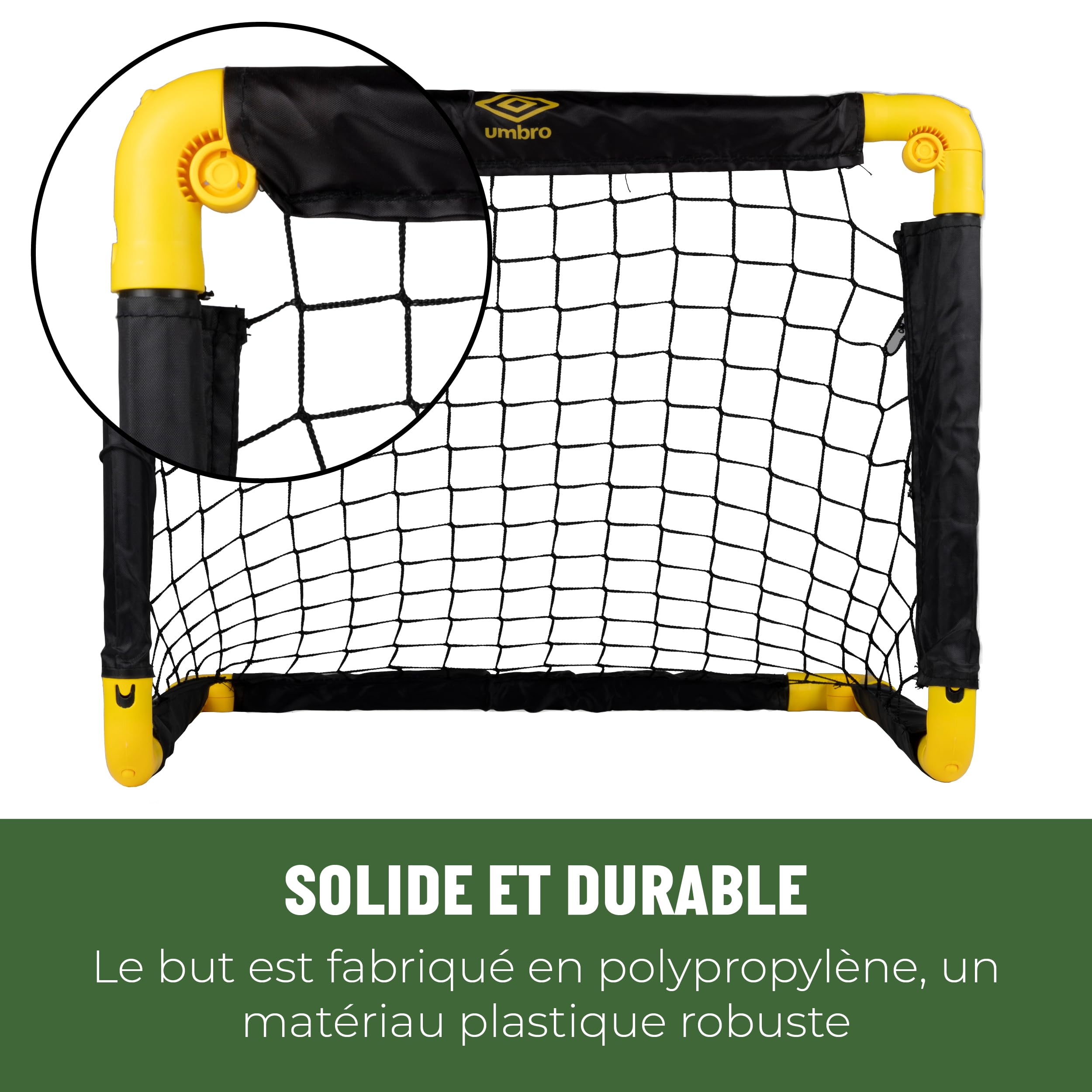 Umbro Cage de Foot 50x44x44 cm Ensemble 2 Buts Pliable Kit Entrainement Football Enfants Adultes Exterieur Interieur Noir/Jaune