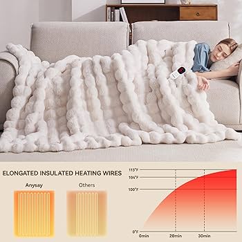 Amazon.com: Anysay Heated Blanket Throw with 1/2/4/6/8 Hours