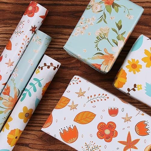 Vista 145 de Aimyoo Rollo de papel de estraza floral, papel de regalo de flores vintage para todas las ocasiones, para bodas, cumpleaños, despedidas de soltera