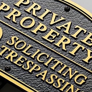 Private Property No Soliciting No Trespassing Statement Plaque,Solid Metal Cast Yard Sign, Heavy Duty Material, Embossed Letters,11.5"×7.5" with 31.5" Stakes and Upgraded Stainless Screws