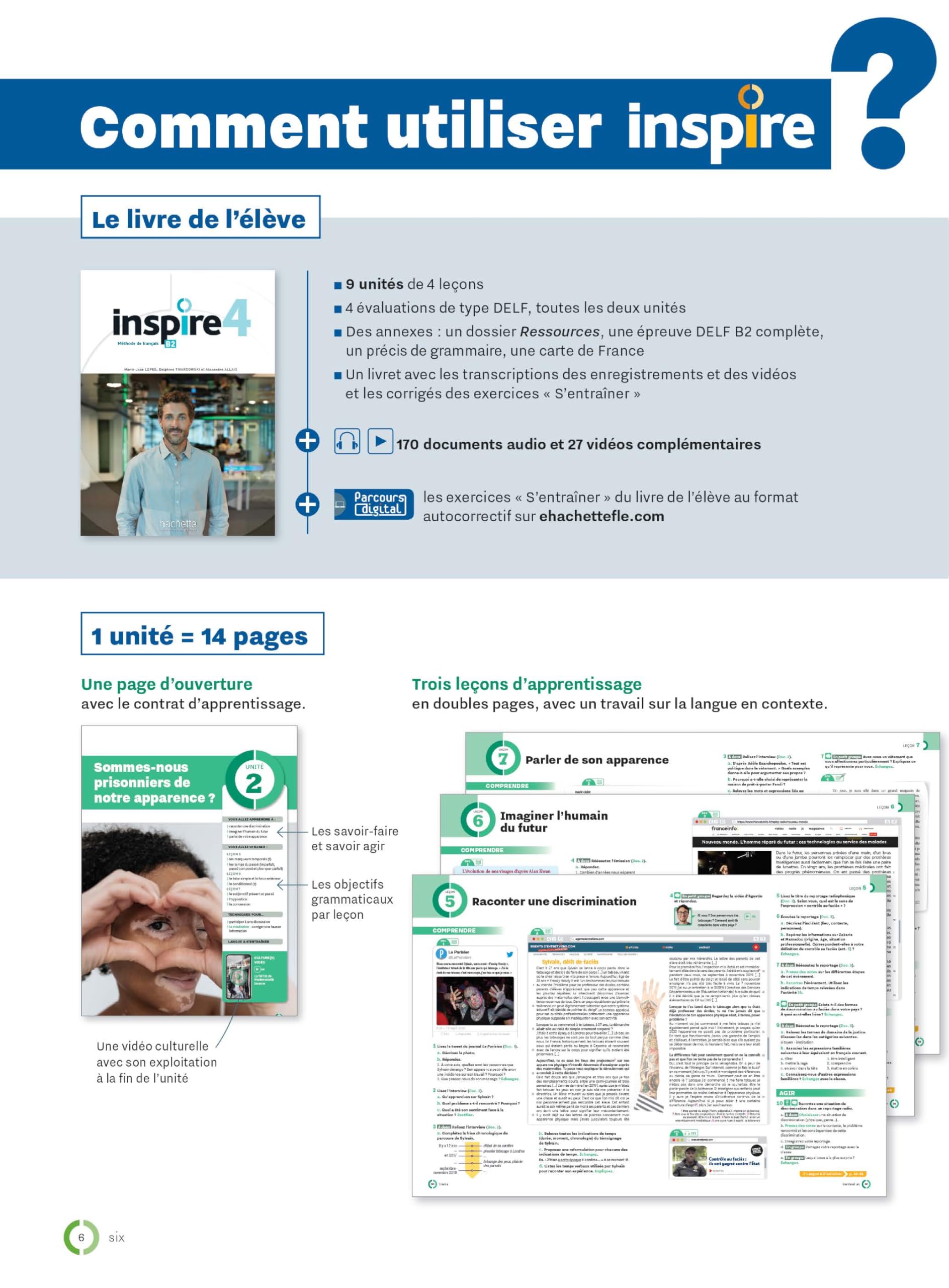 Inspire 4 livre de l'élève + audio/vidéo + Parcours digital: Livre de l'élève. Avec Transcriptions et Corrigés