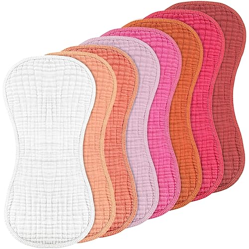 Frienda 8 paños de muselina para eructos de algodón para bebé, 10 x 20 pulgadas, paños de muselina de varios colores, 4 capas absorbentes, toallas