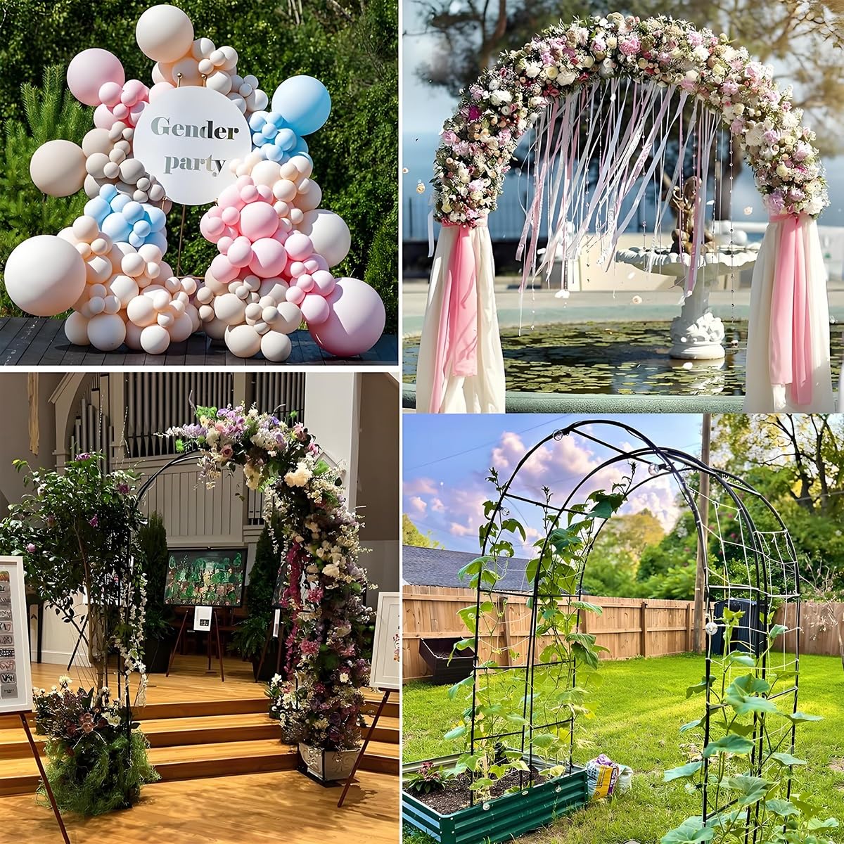 Metall-Gartenbogen für Kletterpflanzen, Hochzeit, Spalier, Rahmen, 200 x 230 cm, Stützgestell für Reben, Outdoor-Dekoration, Rosenbögen, braun, Gartenparty-Dekoration
