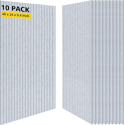 Miniatura 14 de Paneles acústicos, paquete de 10 paneles acústicos que reducen el ruido para paredes, paneles de pared insonorizados de 48 x 24 x 0.4 pulgadas,