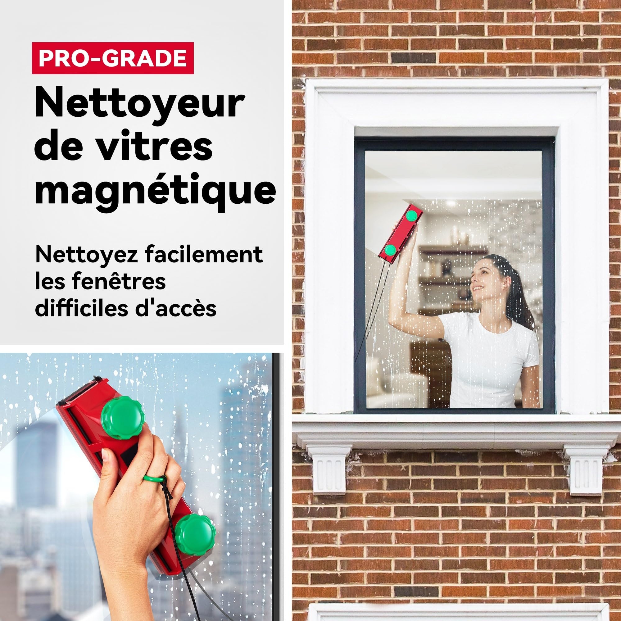 Tyroler The Glider D-4 Lave Vitre Magnétique Double Vitrage | 2-40mm d'Épaisseur - Nettoyeur Vitre Magnétique pour Fenêtres | Lave Vitre Aimanté Double Vitrage | Nettoyage Vitre Magnétique