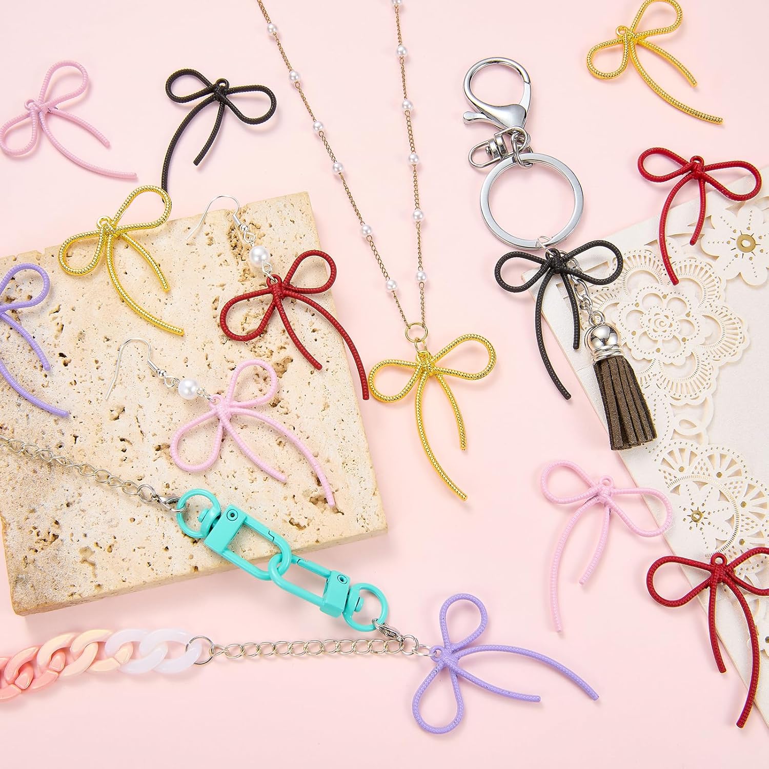 Bow Charms for Jewelry Making Bulk Big Alloy Charms Pendants for Bracelet Necklace Earring DIY Supplies - Image 4