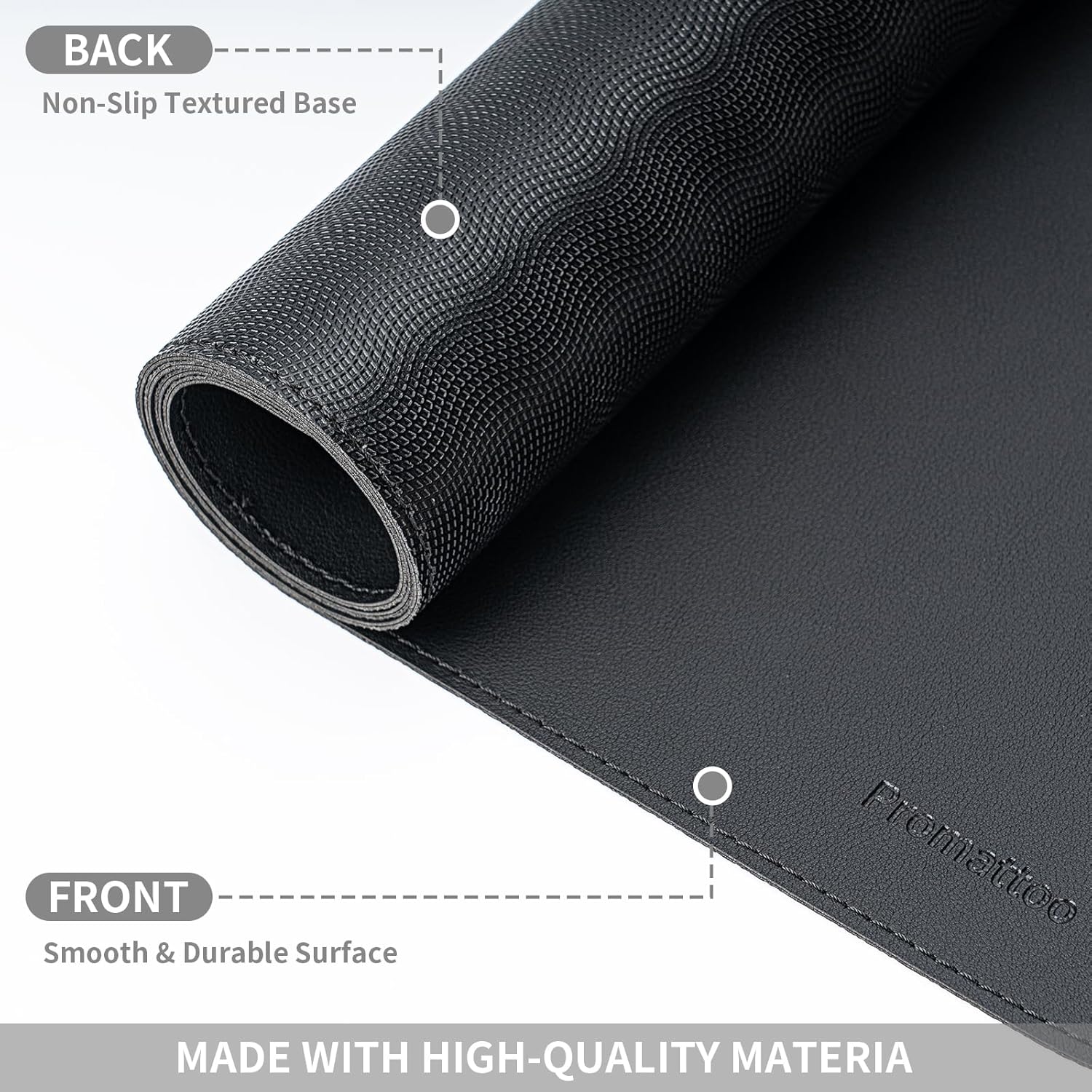 Oversized Non-Slip Desk Pad Protector with Premium Gift Box – Vegan Leather Waterproof Laptop Mat for Keyboard & Mouse, Grips Desk Firmly – Large Office Pad– Obsidian Black