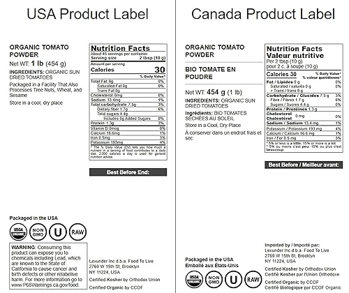 Miniatura 2 de Food to Live Tomate en polvo orgánico, 1 libra, secado al sol, sin sal añadida. Rico sabor a tomate para cocinar, salsas, sopas y adobos. Sin OMG,