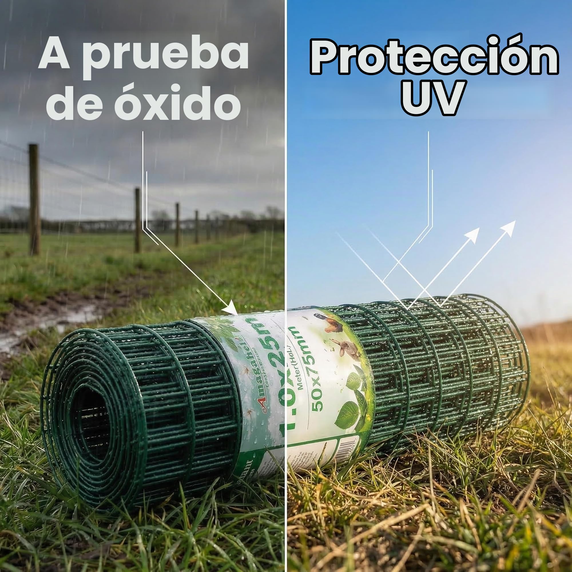 Amagabeli 1.14Mx25 M Malla Metalica Electrosoldada Galvanizada y PVC, Valla Metálica de Jardín, Malla 50x75 cm, Rollo de 2.0 mm para Protección y Cercado Residencial, Verde RAL6005 (Conejera, Perros)