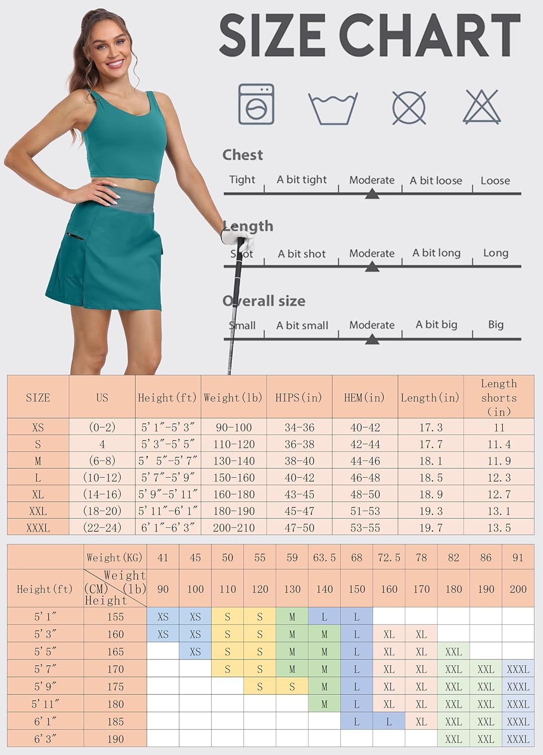 Hiverlay Women Cargo Athletic Skorts with Pockets High Waisted UPF50 Quick Dry Skirt Built-in Shorts for Tennis Golf Hiking - Image 7