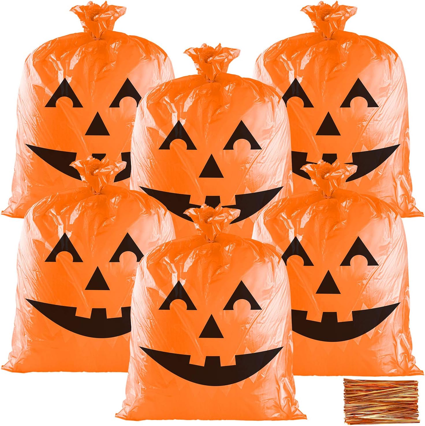Elcoho 6 Pack Orange Plastic Halloween Pumpkin Pattern Leaf
