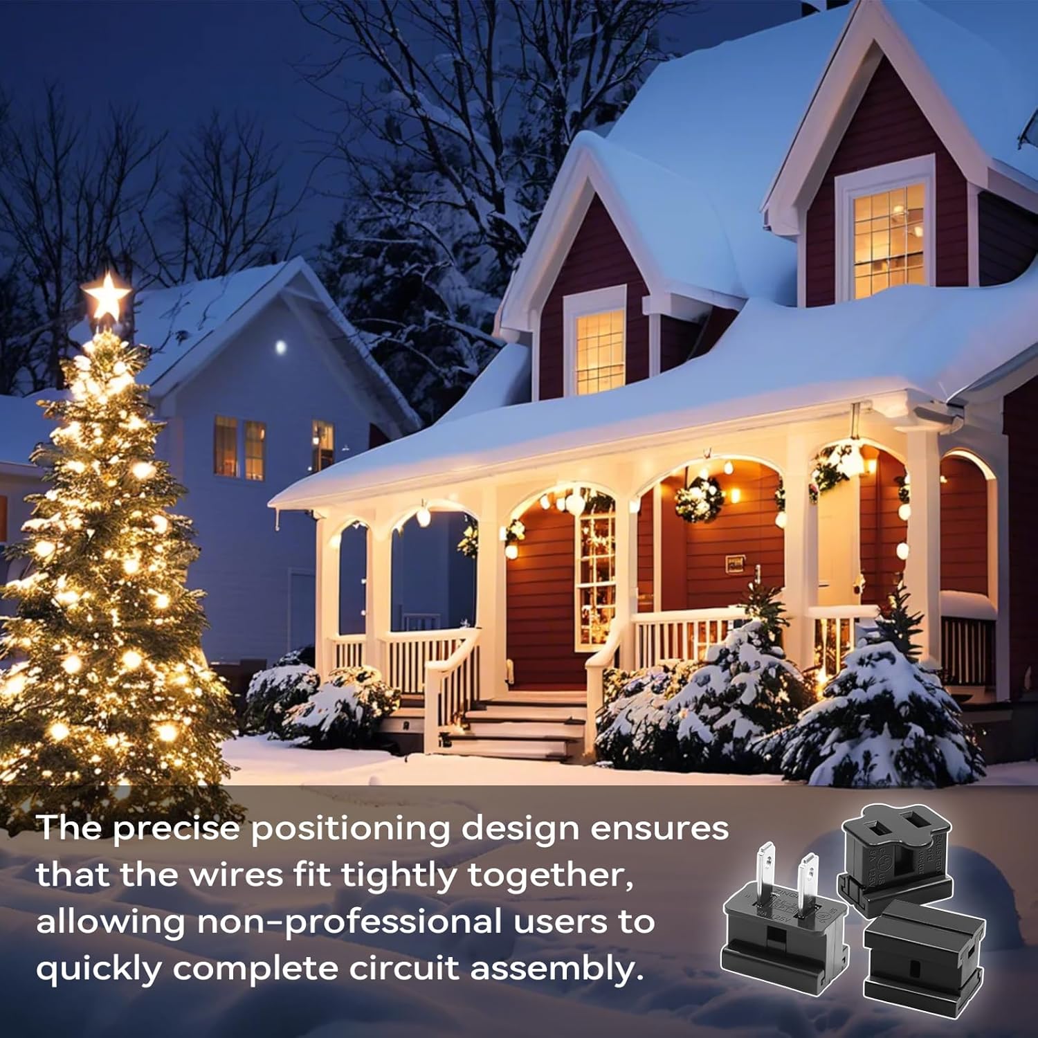 SPT-1 Vampire Plug Black Combo Kit Sliding Plugs for SPT-1 Cables for Indoor and Outdoor Christmas Holiday Party Decoration Lighting Inline Adapter, Male Female Wire Connector 30PCS