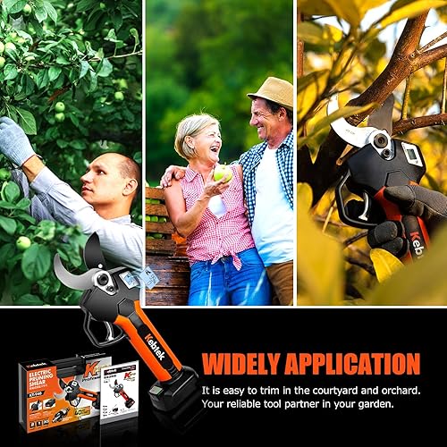 Miniatura 9 de Tijeras de podar eléctricas inalámbricas de 1.57 pulgadas, tijeras de podar profesionales Kebtek a pilas motor sin escobillas de 18 V, paquete de 2