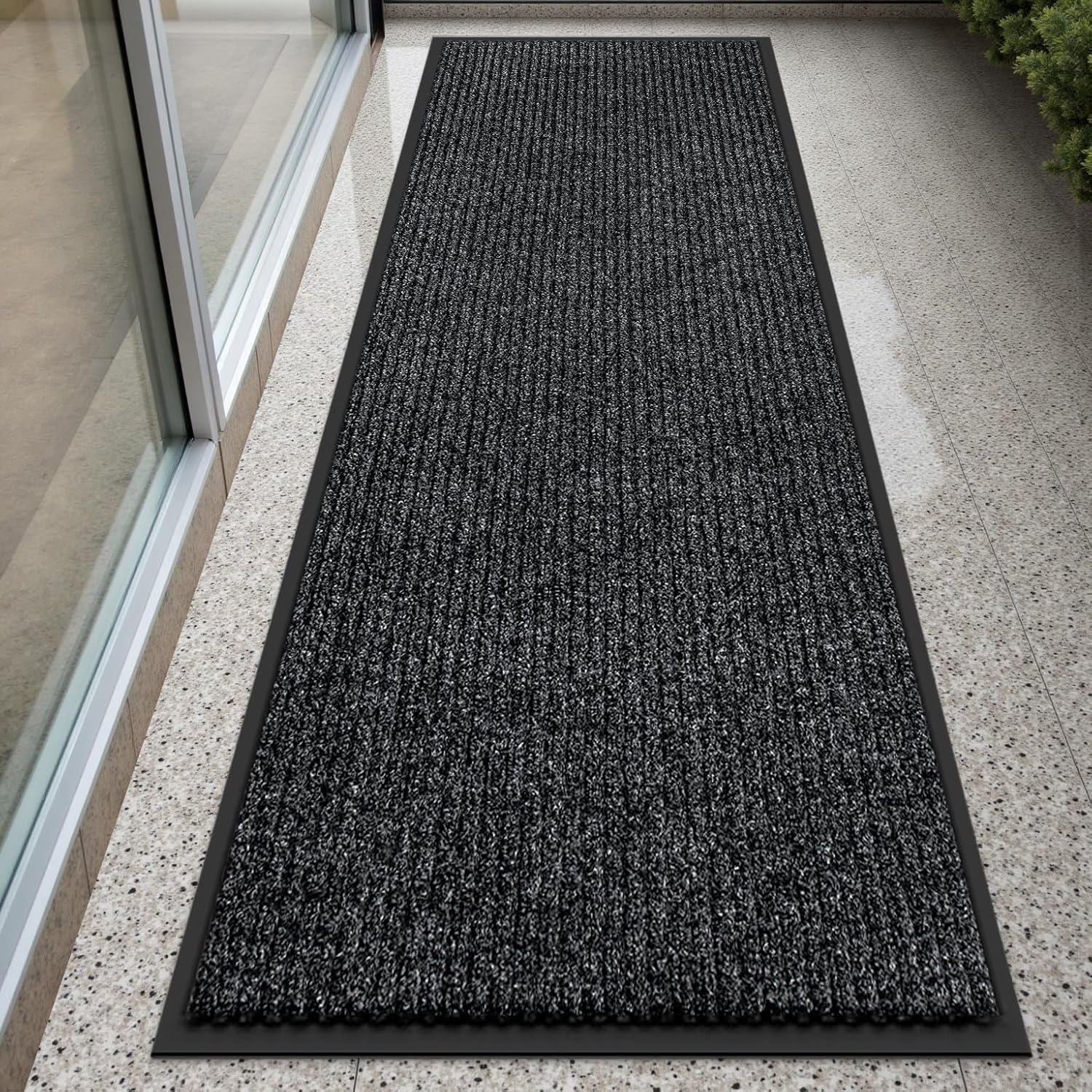 Vicwe Indoor Outdoor Door Mat, 3'x6' Heavy Duty Front Door Mat, Non-Slip Washable Doormats Entrance Mats, Dirt Resistant and Absorbent Doormat, Commercial Outdoor Entrance Floor Mat for Home Office 3' x 6' (36" x 72") Dark Grey