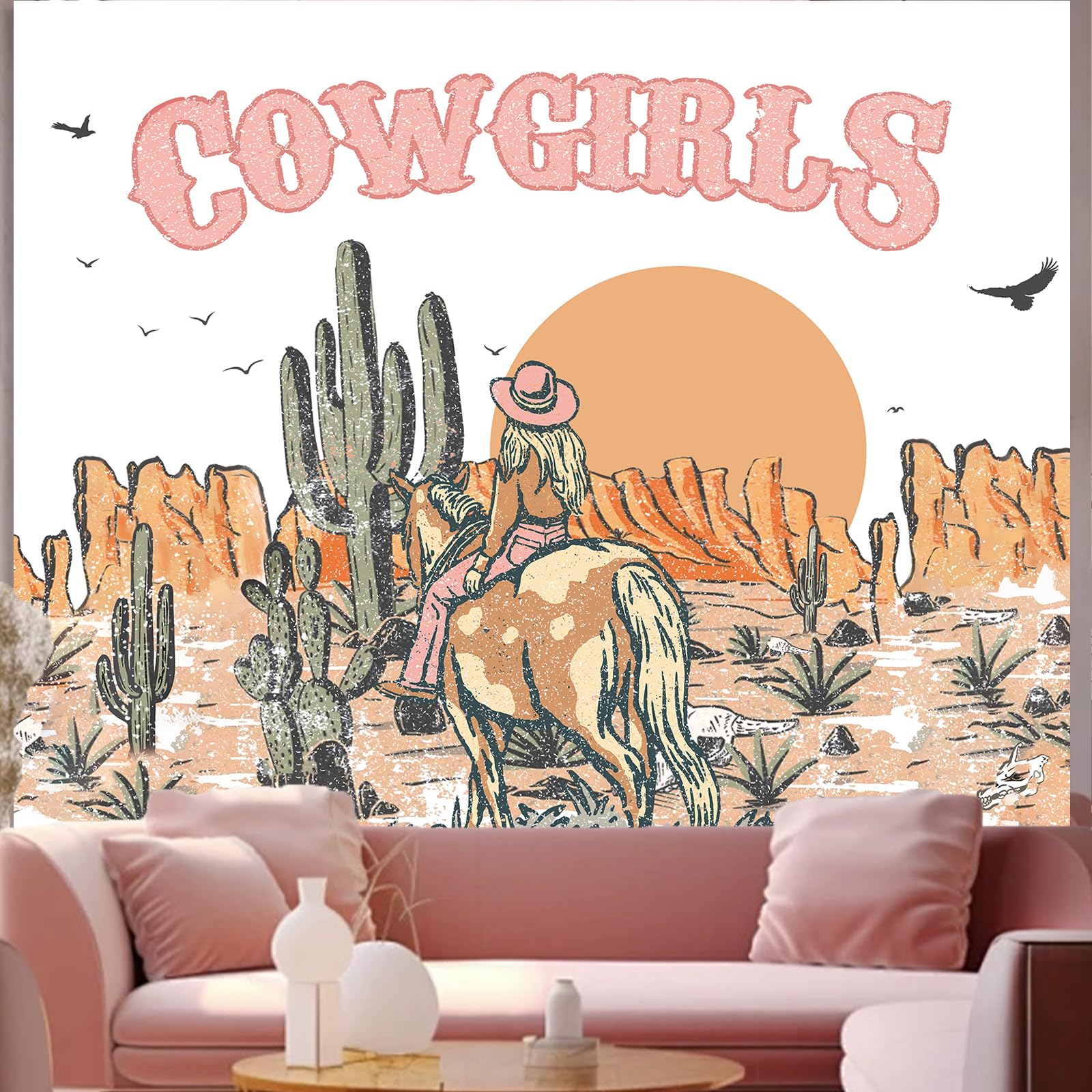 Atrippy Pink Tapestry Cowgirl Room Decor Western Tapestry