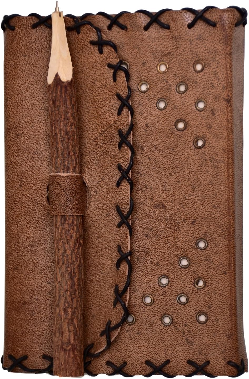 Purpledip Leather Diary Journal Notebook: Naturally Treated Paper With Chipped Wood Encased Pen For Corporate Gift Or Personal Memoir (10761)
