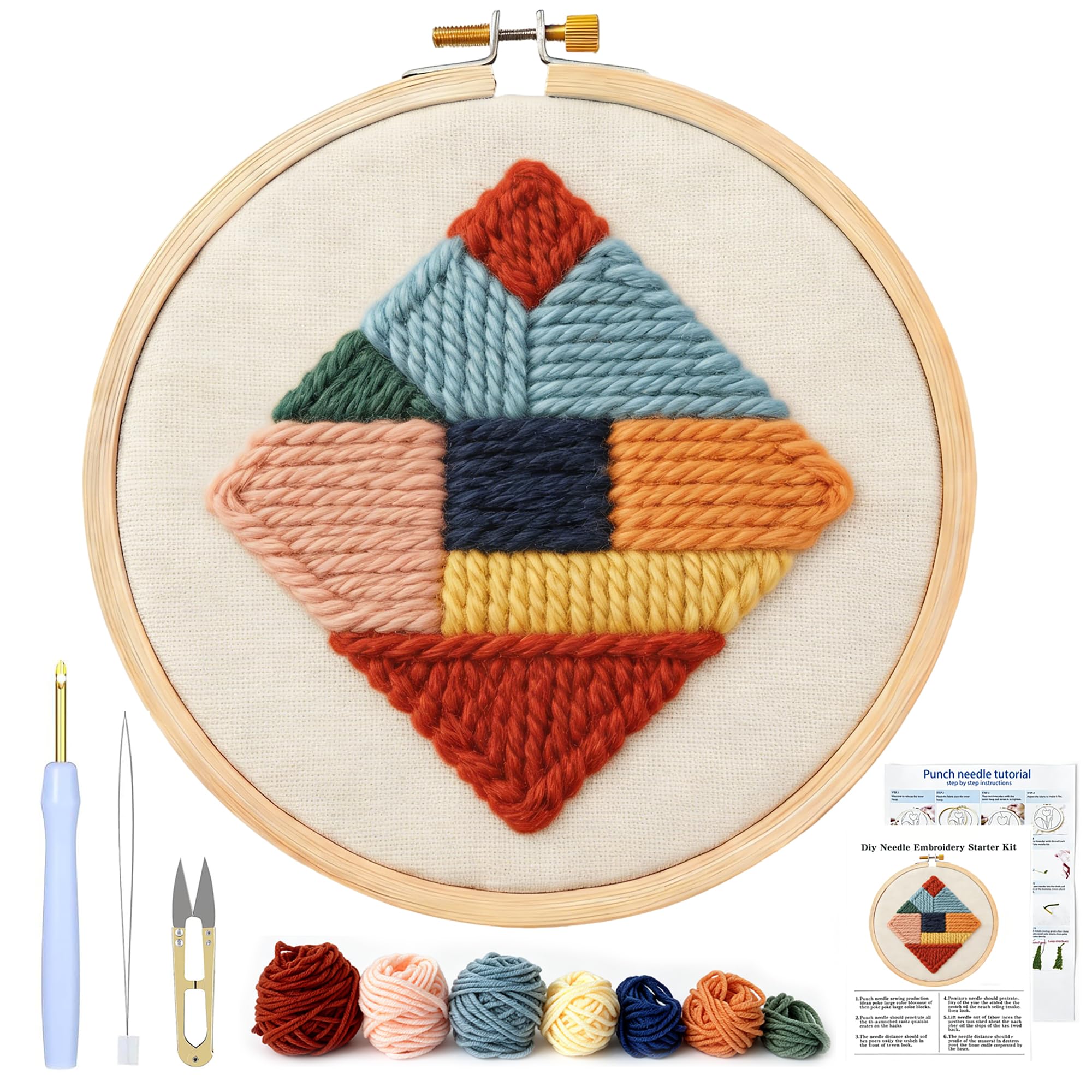 AohaiNova Punch Needle Kit for Adult Beginners,Punch Needling Set Geometry