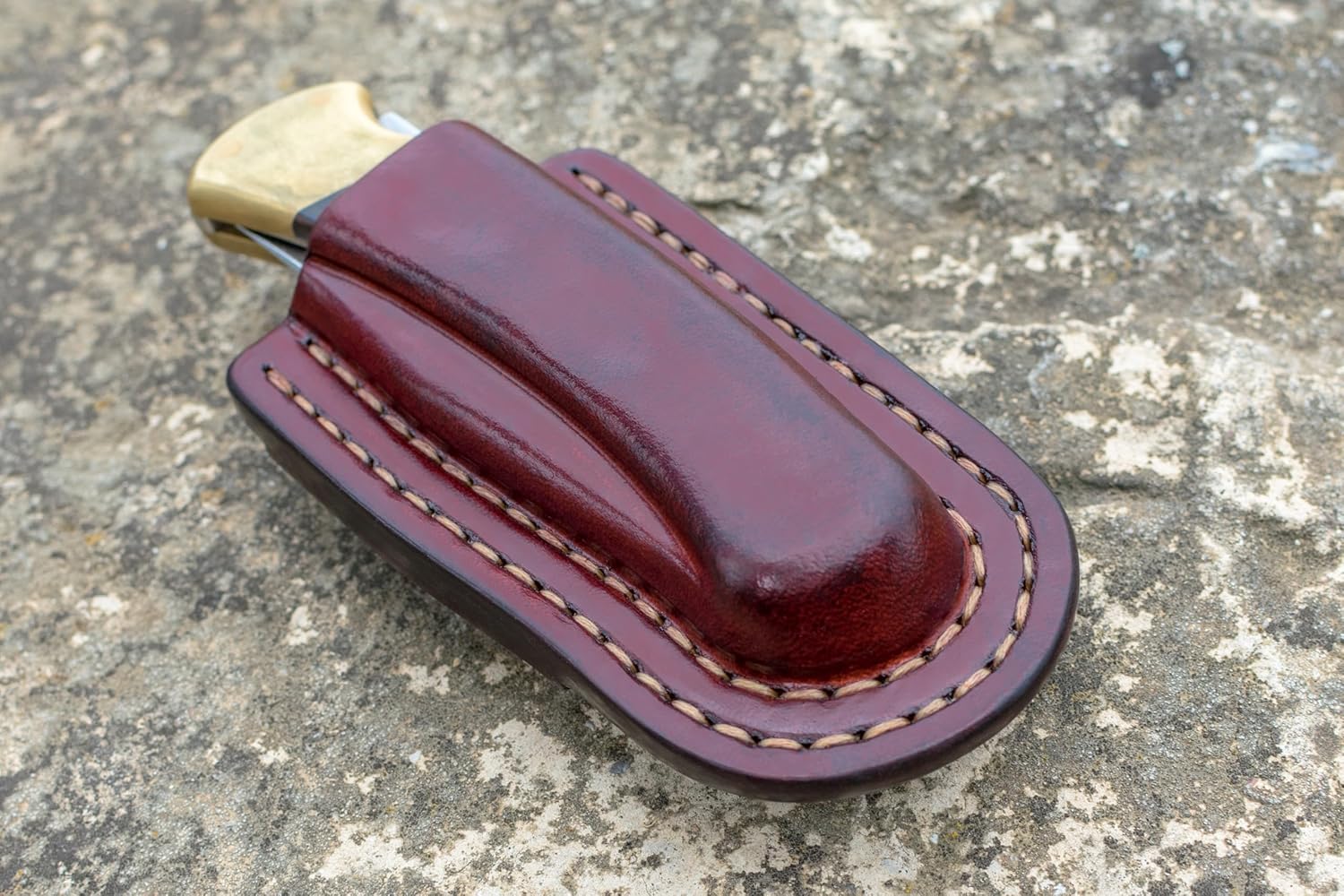 Horizontal sheath double stitched for Buck 110 folding hunter, Buck custom leather sheath, pocket knife leather case, EDC knife