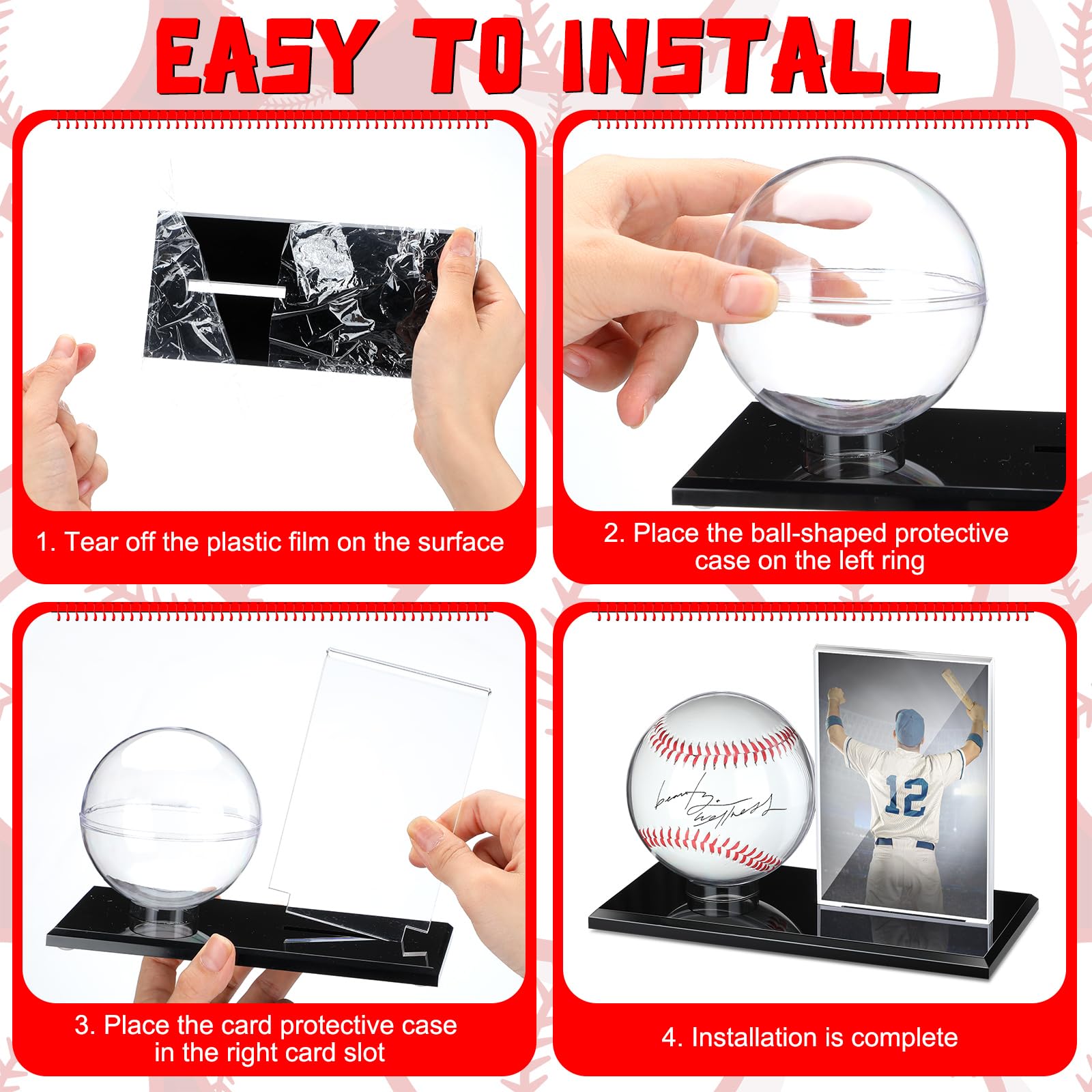 Amazon.co.jp: DoubleFill アクリル野球ディスプレイケース ボールと