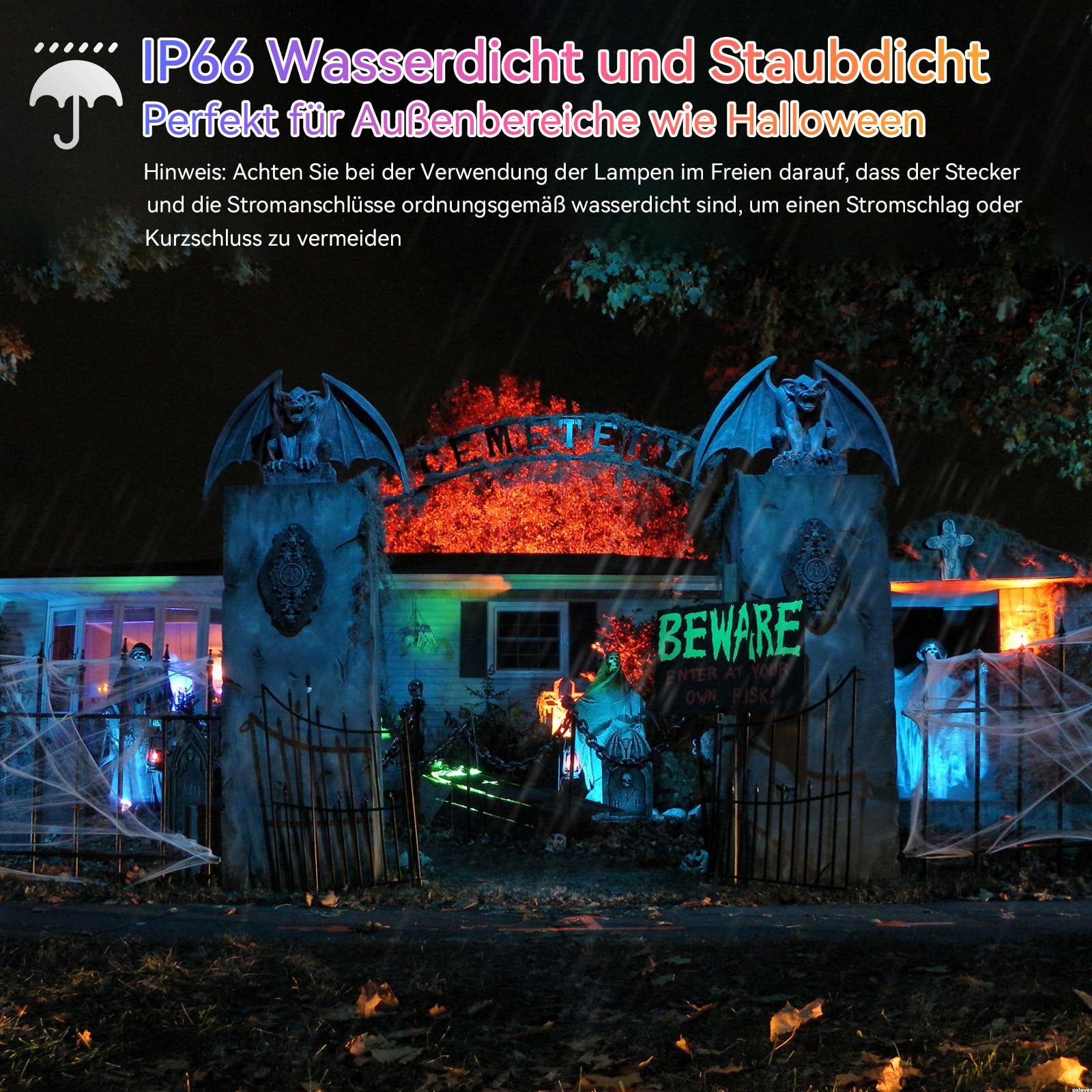 2 Stück RGB Strahler Outdoor 150W,LED Strahler Bunt Mit Bluetooth APP Und 2.4G Fernbedienung,IP66 Wasserdicht Farbwechsel Dimmbar Fluter für Halloween,Weihnachten,Party