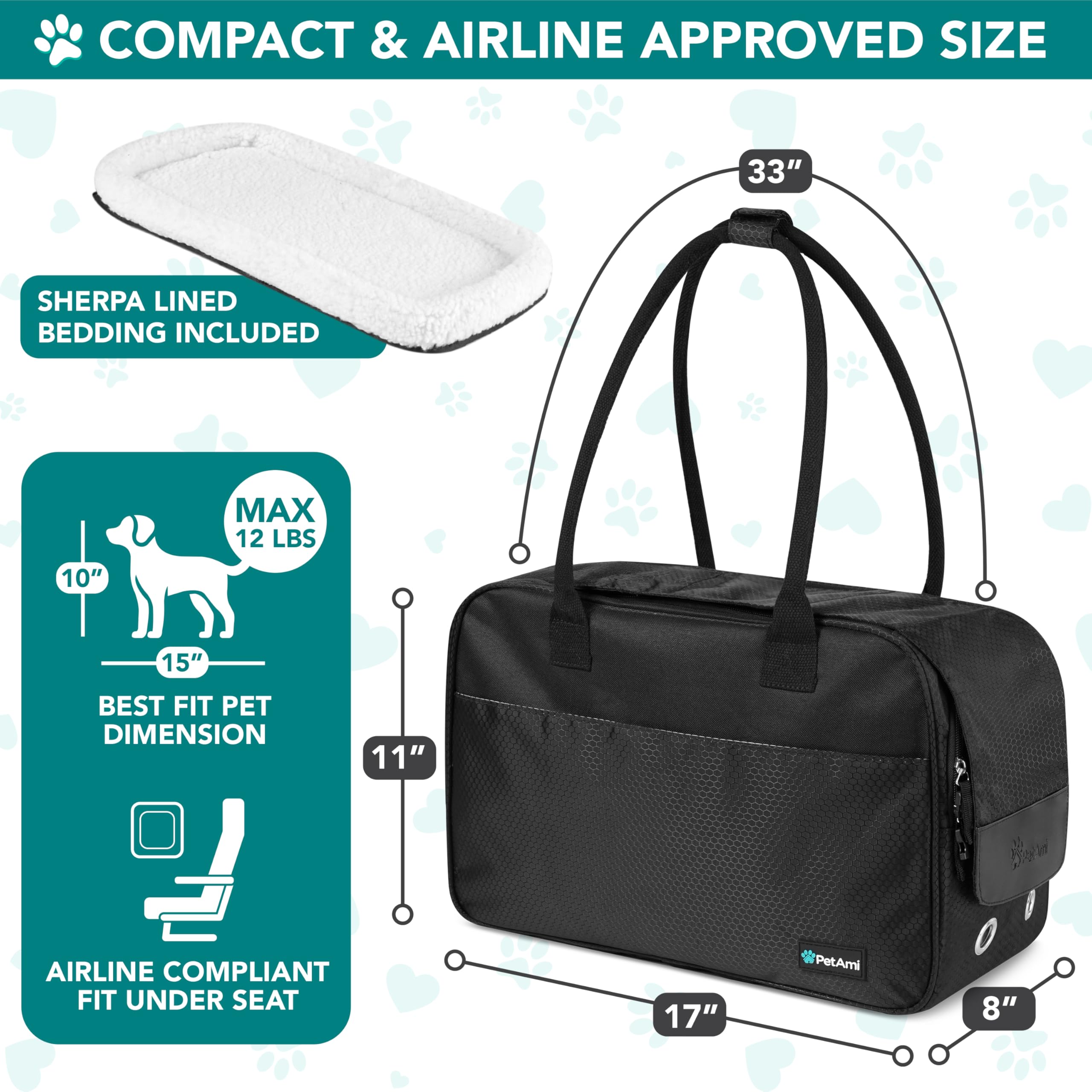 Amazon.com: PetAmi Small Dog Purse Carrier with Pockets, Airline