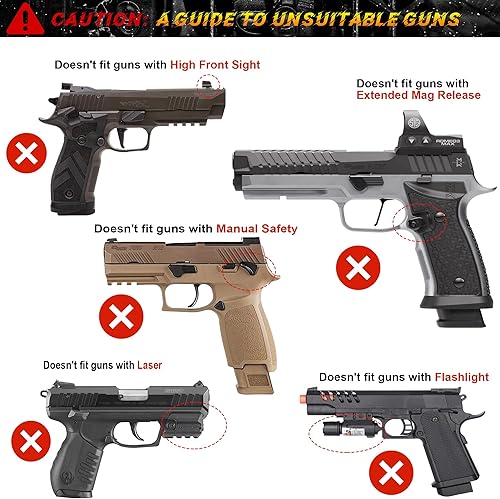 Miniatura 2 de Funda universal OWB compatible con GlockSig SauerCZRugerSmith & Wesson1911TaurusSpringfield ArmoryBeretta etc 80+ pistolas, pala ajustable de 360,