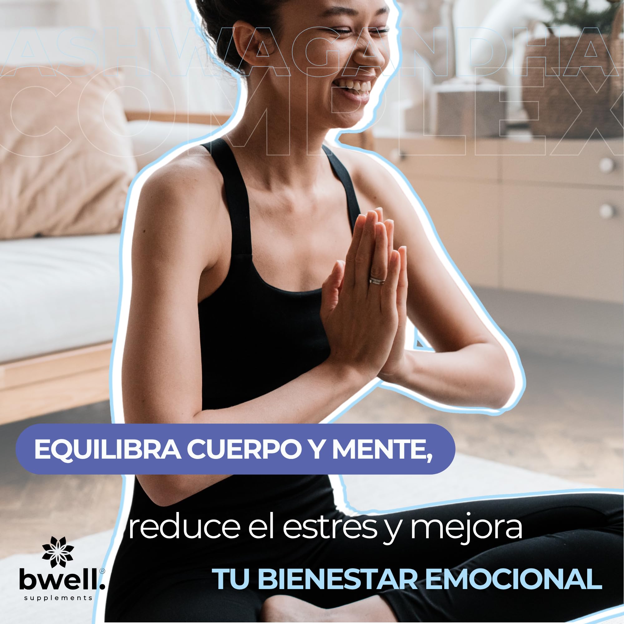 Ashwagandha Ksm-66 Pura 600mg Alta Biodisponibilidad Nootropico Natural 120 Capsulas para Cortisol Estres Sueño Sistema Inmunitario Extracto Raiz Zinc Triptofano Ingredientes Naturales sin OGM BWELL