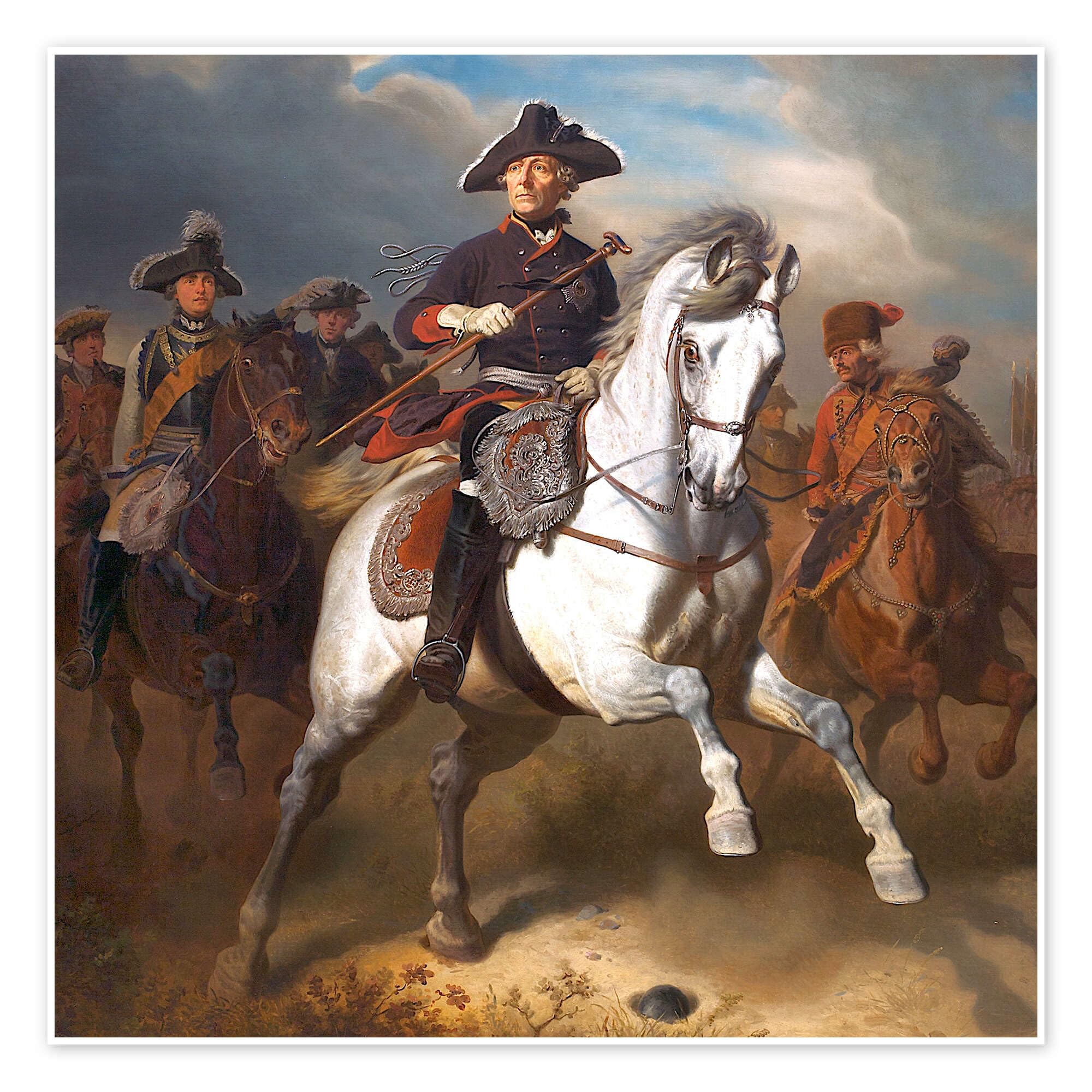 Posterlounge Federico il Grande a cavallo Poster | 100 x 100 cm di Wilhelm Camphausen Quadri Decorazione per pareti