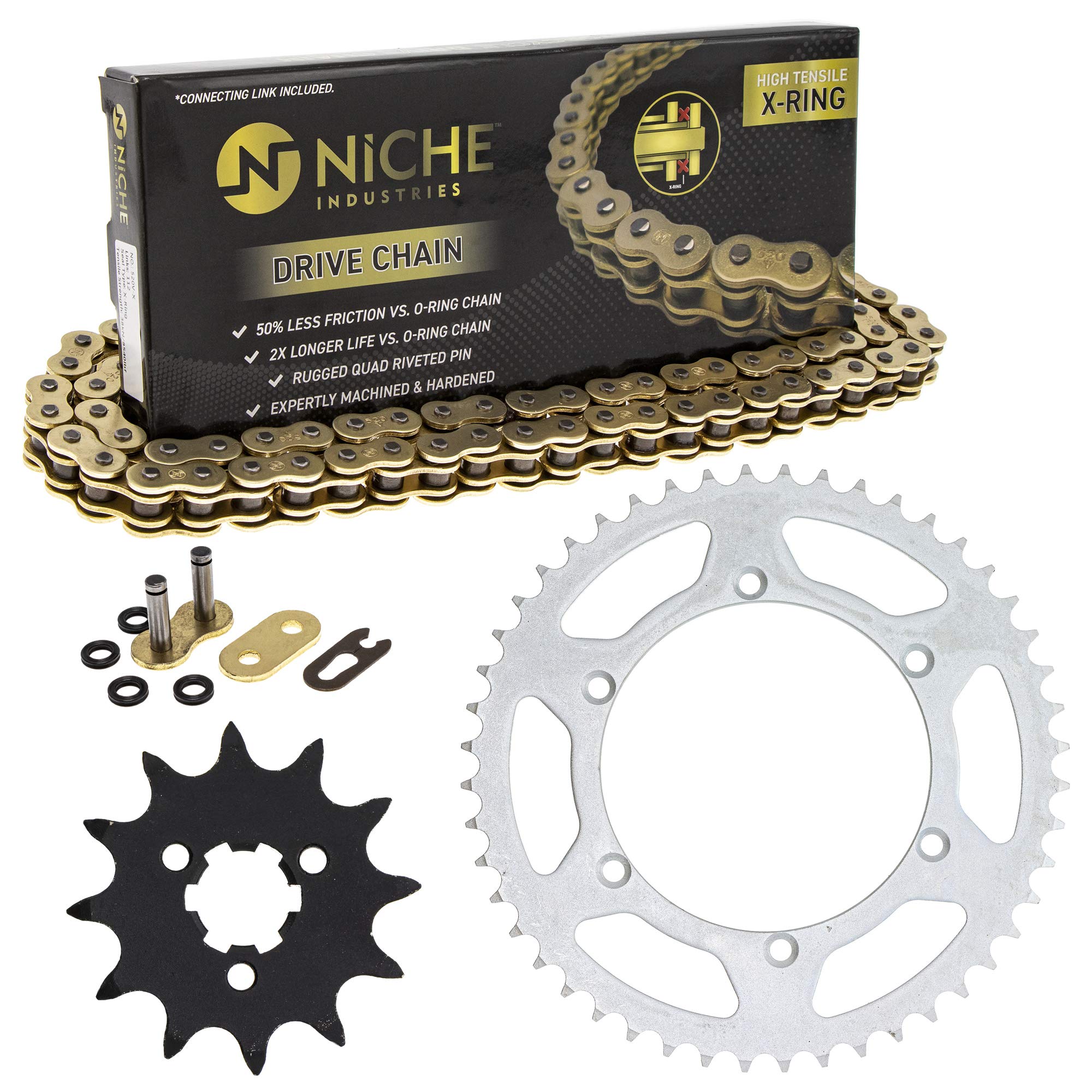 NICHE Drive Sprocket Chain Combo for Kawasaki KX125 Front 12 Rear