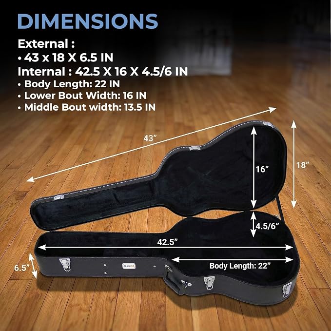 Estuche duro para guitarra acústica Dreadnought con compartimento - Negro miniatura 8