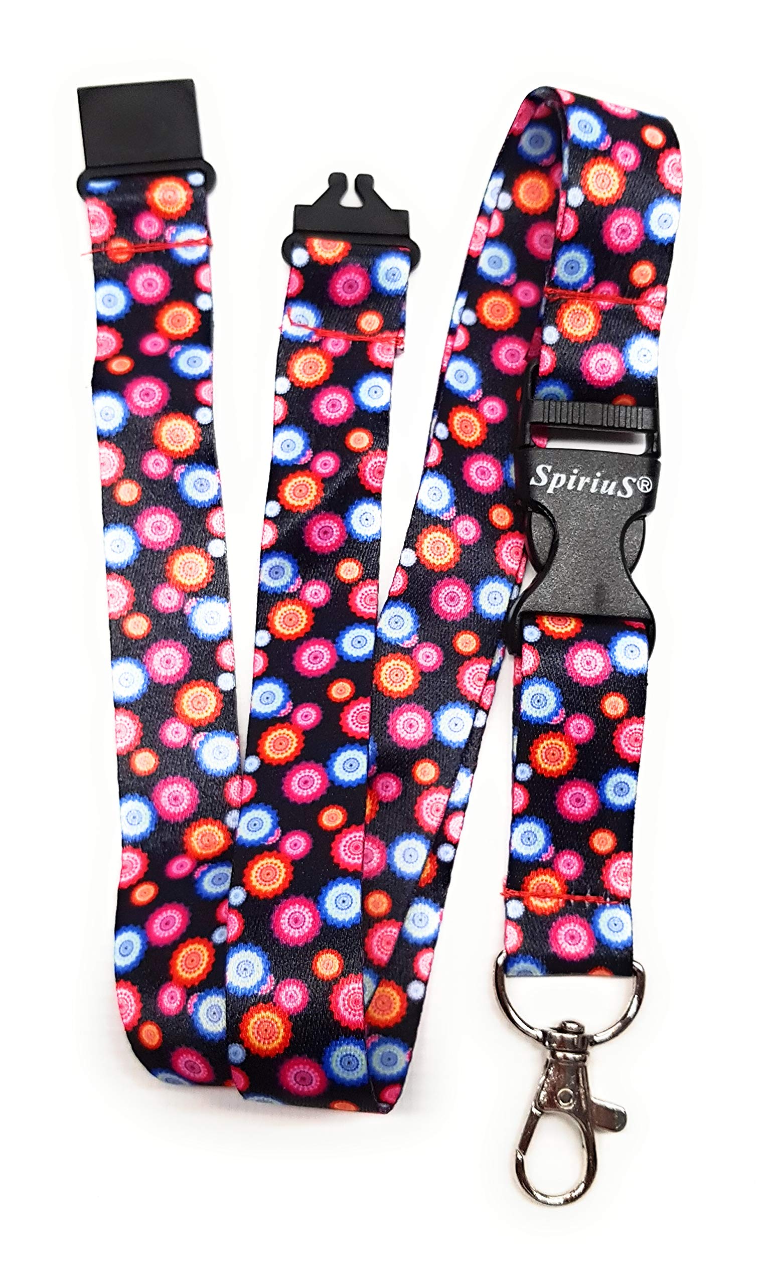 SpiriuS Neck Strap Lanyard with Strong Metal Clip for ID Badge Holder, Key Holder (Multi Flowers)