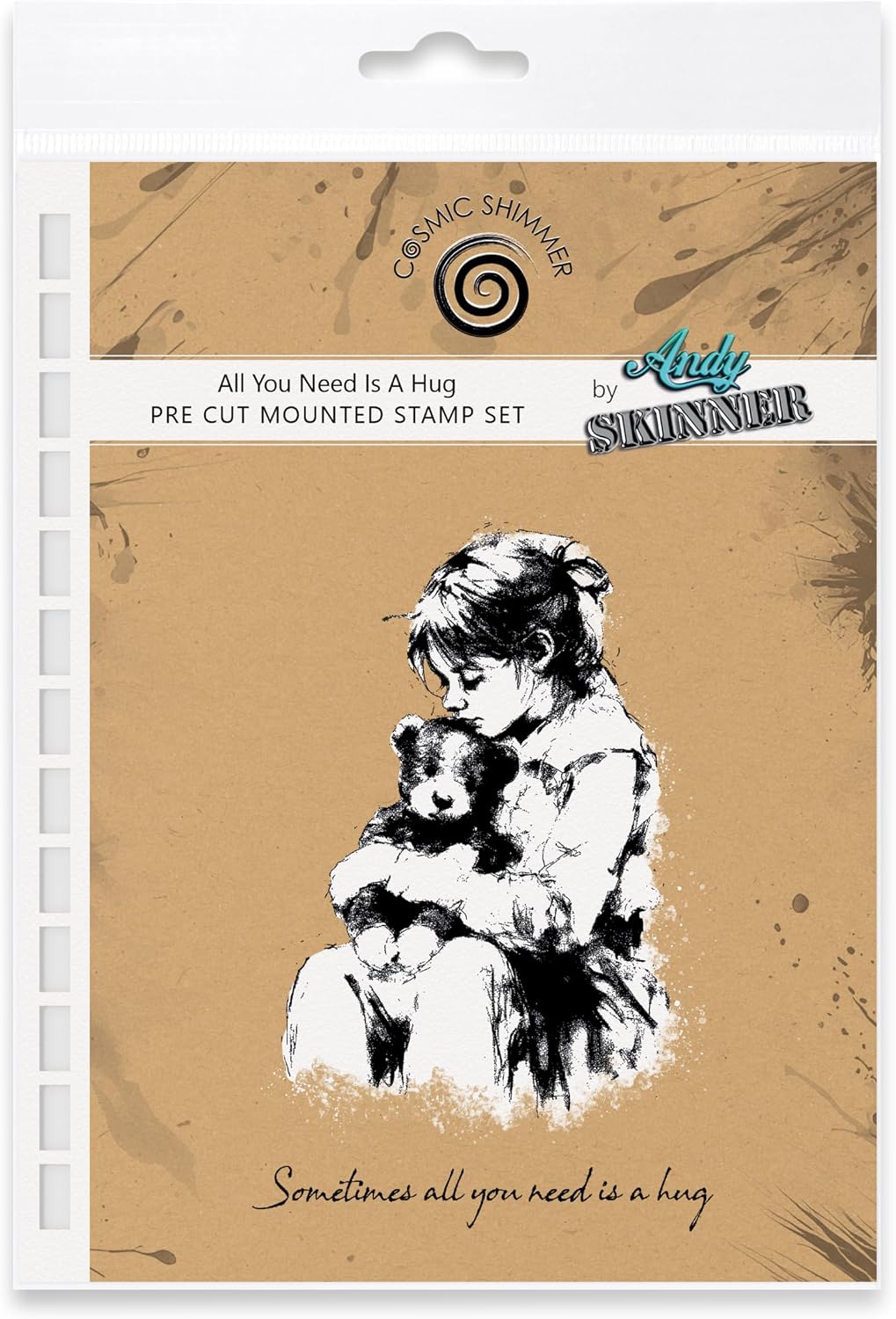 Cosmic Shimmer All You Need is a Hug Pre Cut Mounted Rubber Stamp Set by Andy Skinner & Katy Sue. Image 4.3 x 3 Inch & Words 0.5 x 3.5 Inch for Stamping in Mixed Media, Art Journaling & Card Making