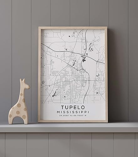 Miniatura 9 de Mapa de Tupelo, Mississippi, Light 2 (24x36)
