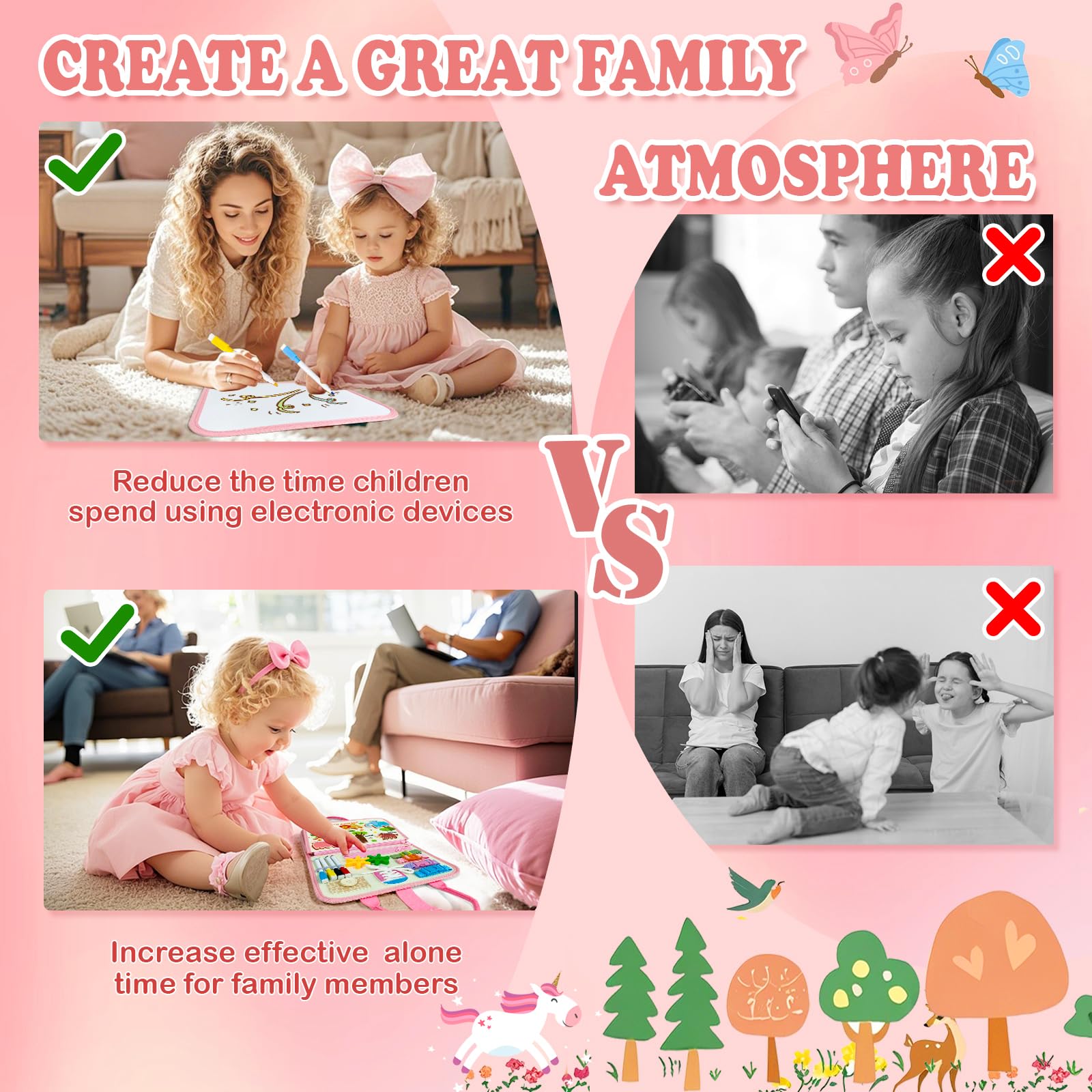 Sumtoco Busy Board, Giochi Montessori 1 Anno, Giochi Bambini 2 Anni, Libro Montessori Interattivo, Regalo Bambina 1 2 3 4 5 Anni, Montessori 2 Anni, Libri Bambini 1, Quiet Book, Regalo di Compleanno