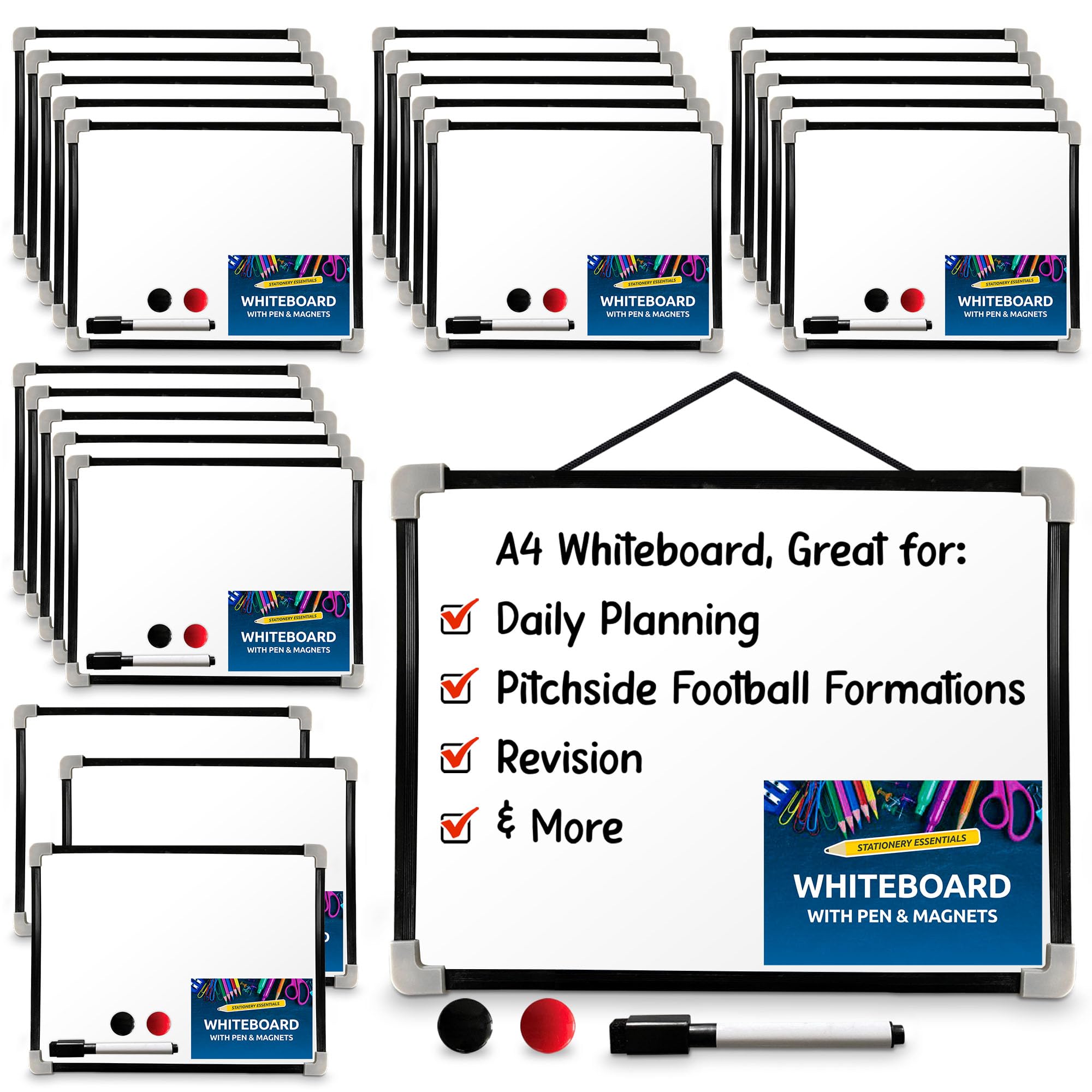 SOL 24pk Small Whiteboards with Pens - Small Portable Dry Wipe Board