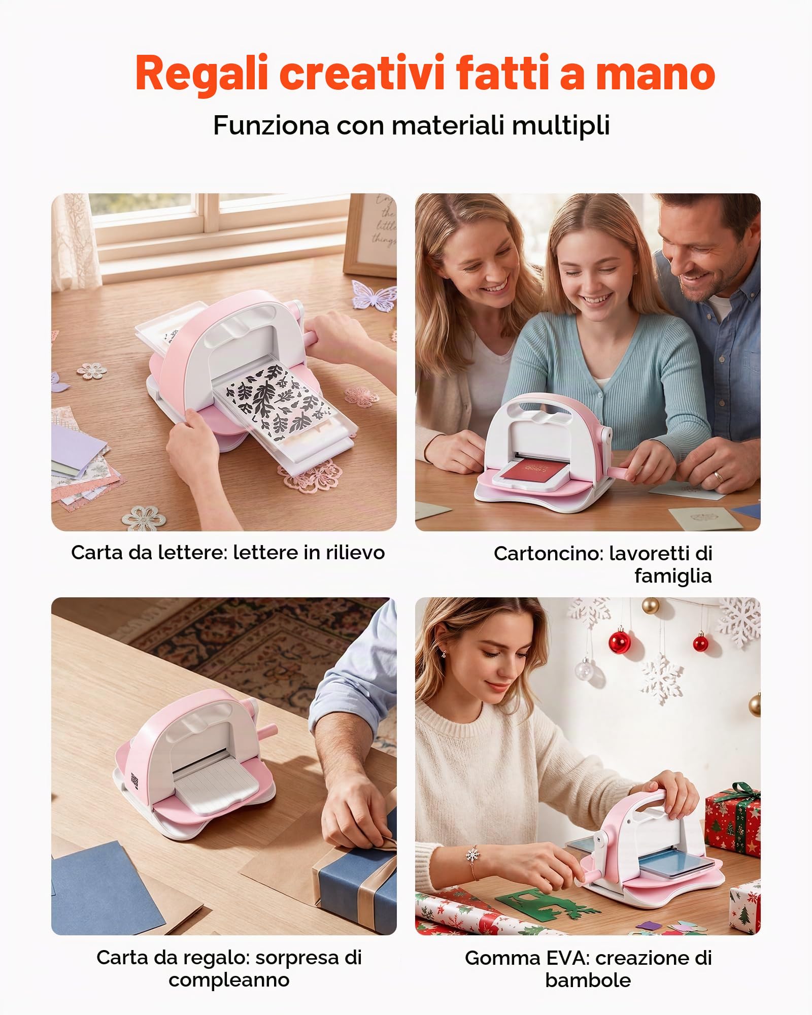 VEVOR Macchina Fustellatrice Manuale, Set Goffratrice Apertura 76 mm, Portatile con Fustelle Cartelle per Goffratura Fogli Carta Piastre da Taglio, per Scrapbooking Creazione di Biglietti Artigianato