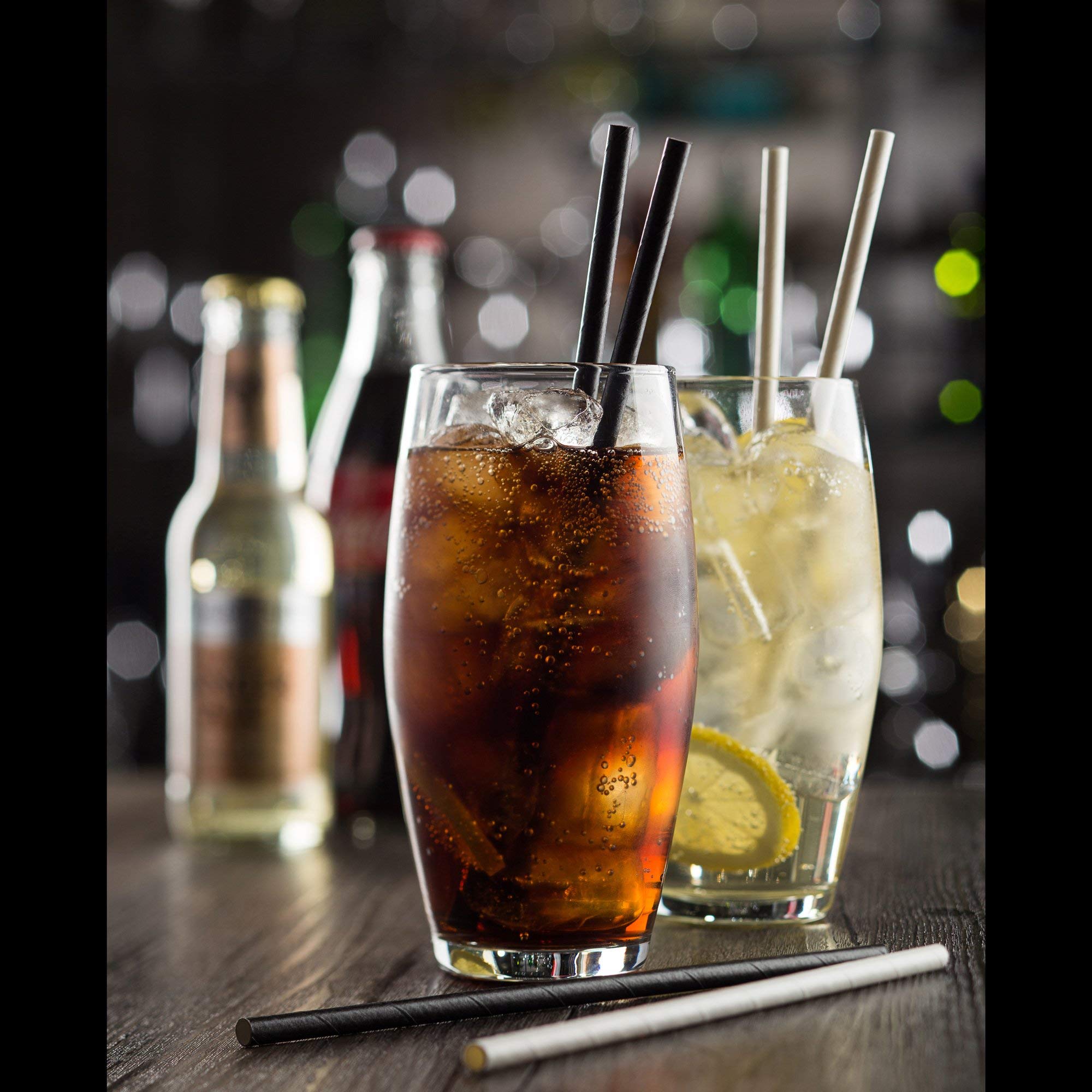 Bar@Drinkstuff Black Biodegradable Paper Straws - Pack Of 250 - Eco Friendly Straws, Drinking Straws