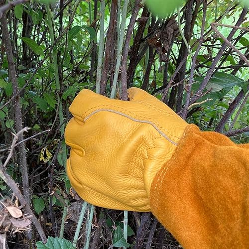Miniatura 7 de Gardens - Guantes de cuero para jardinería para mujeres y hombres  Guantes de trabajo de jardín a prueba de espinas y cortes con guante largo