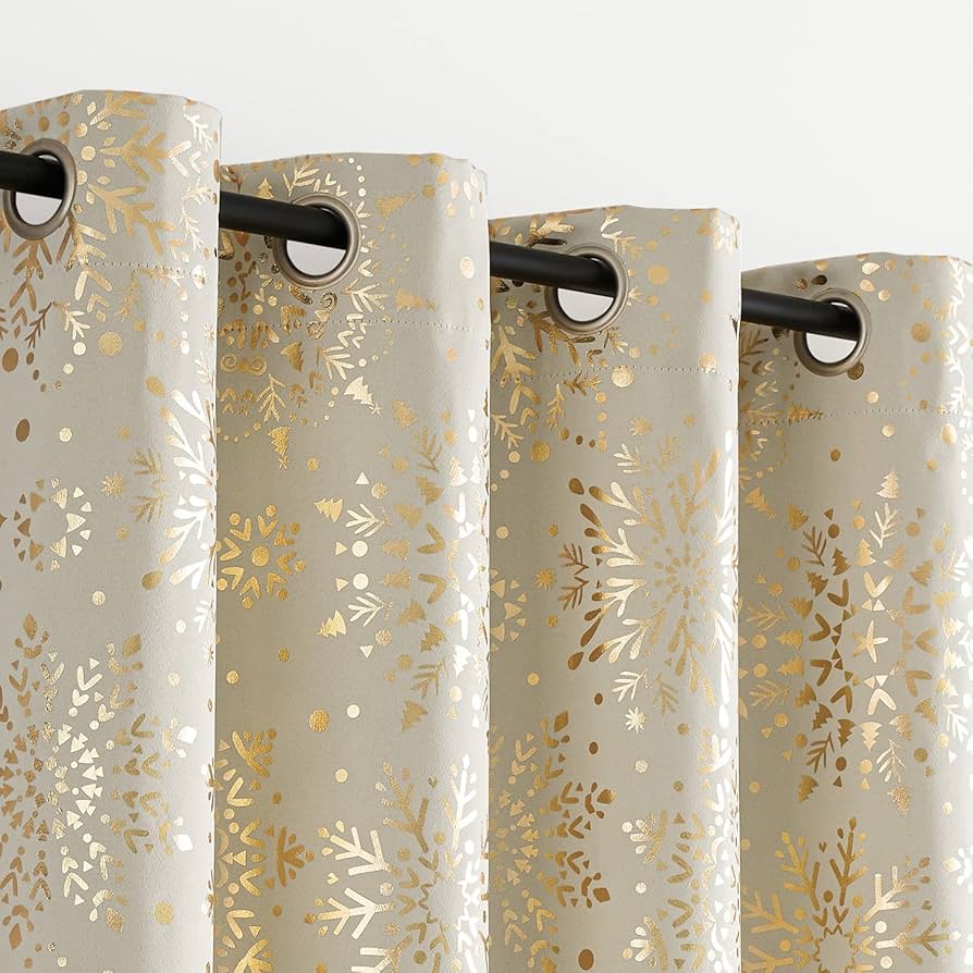 Amazon｜ゴールドアイボリー 遮光カーテン 寝室用 長さ84インチ