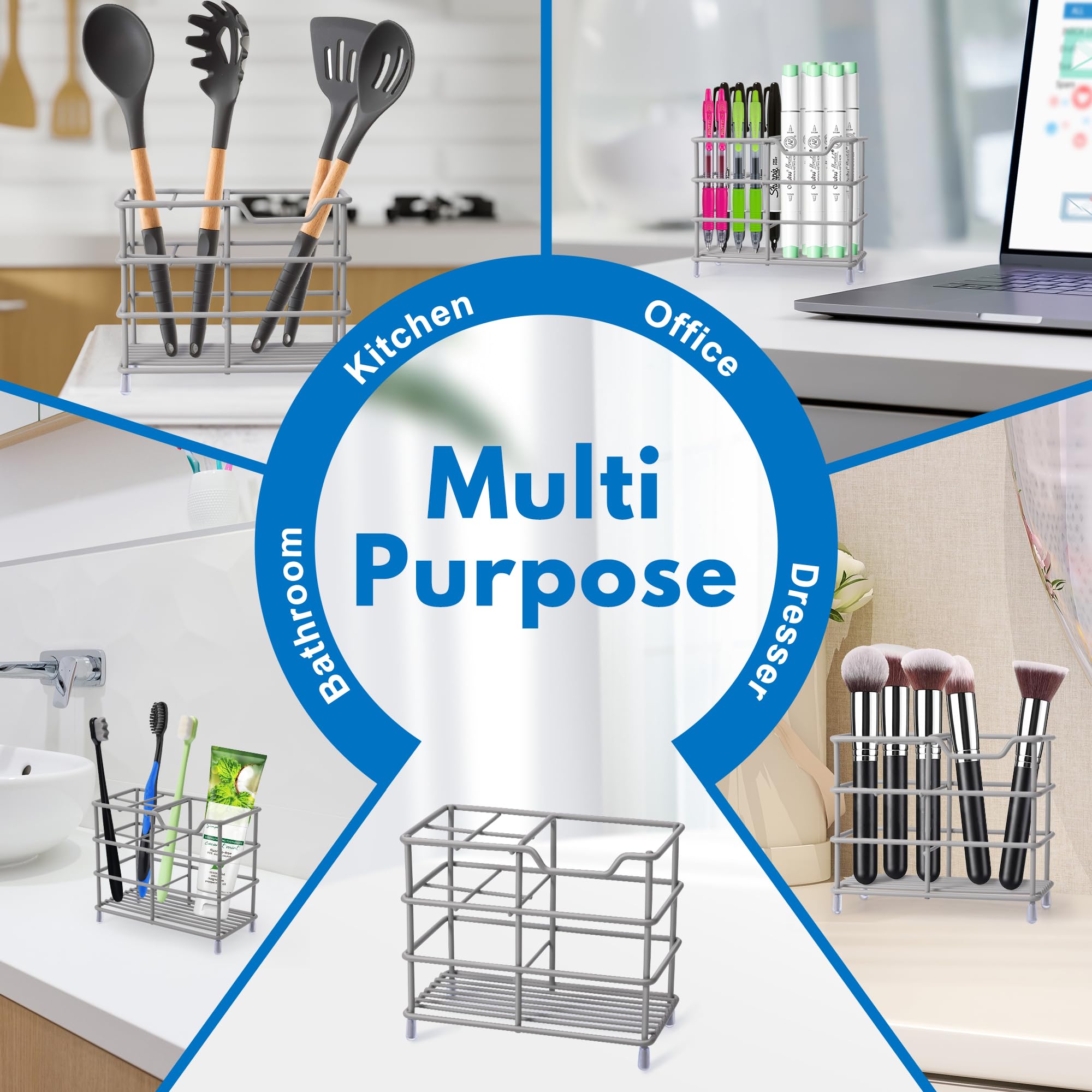 Stainless Steel Toothbrush Holder - Bathroom Organizer -6