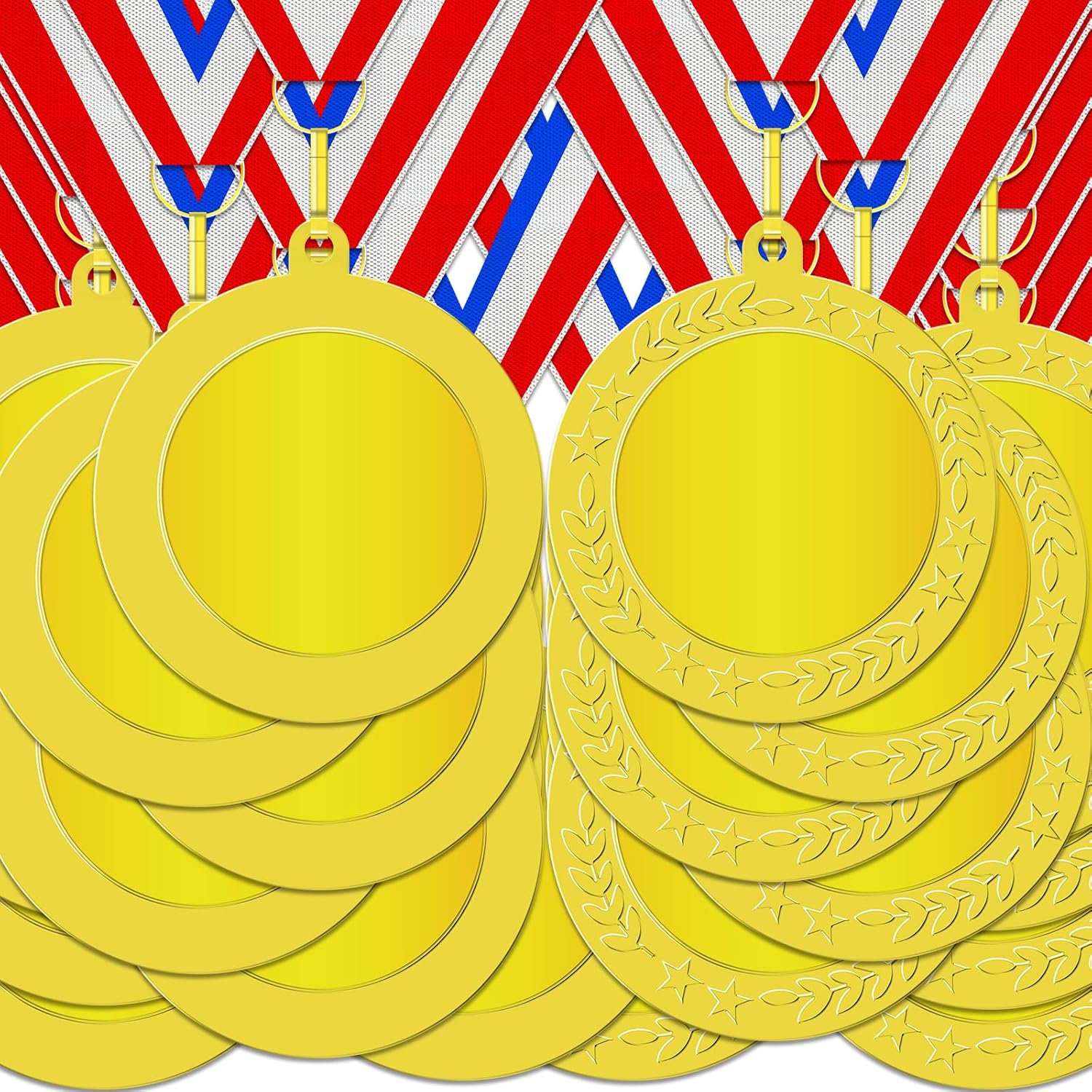 Gold Silver Bronze Blank Award Medals with Neck Ribbons, 1st 2nd 3rd Metal Winner Prize Participation Trophy Make Your Own Medals for Competitions Sports Games Party Favors