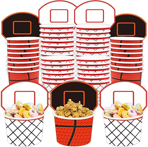 gisgfim Tazones de papel estilo baloncesto, 9 onzas, desechables, juego de 50, aptos para lavavajillas, microondas, para eventos deportivos, fiestas